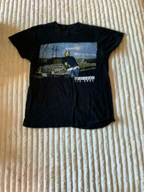 Hybrid Apparel Black Graphic Short Sleeve Tee with Blue and Yellow Print